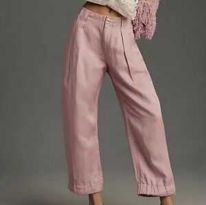 By Anthropologie Clinched Hem Trousers Pale Pink Sz 12